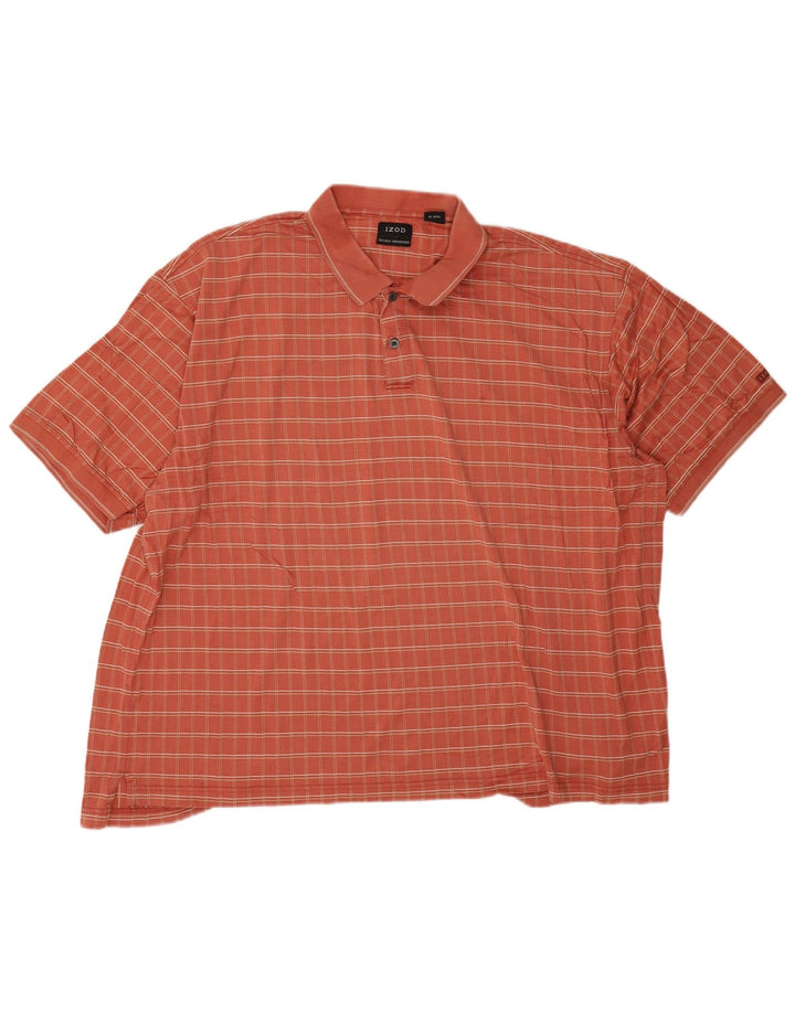Tricou Polo Izod pentru bărbați 2XL, bumbac cu carouri portocalii