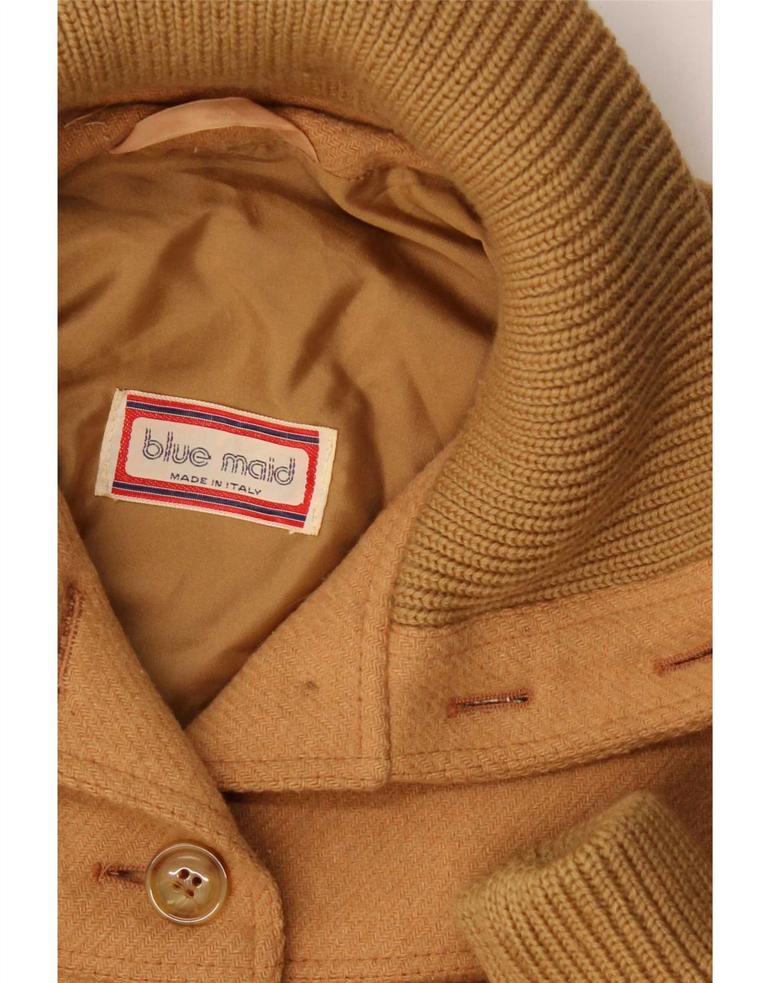 Pardesiu vintage pentru femei UK 14 Medium Beige Lână