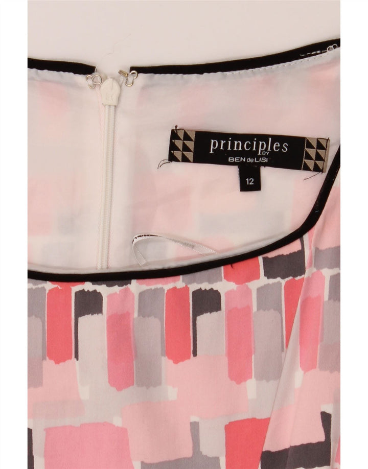 PRINCIPLES Womens Sleeveless A-Line Dress UK 12 Medium  Pink Geometric Vintage Principles and Second-Hand Principles from Messina Hembry 