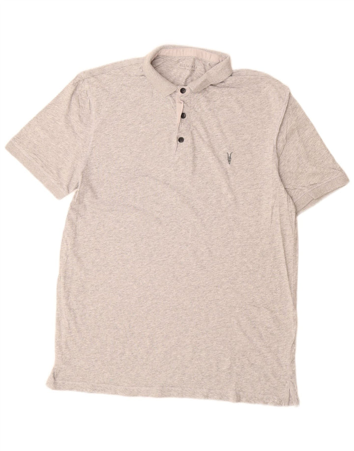 Tricou polo pentru bărbați All Saints, mare, gri bumbac cu pete