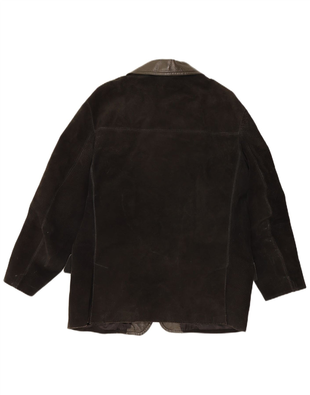 Blazer Vintage pentru bărbați cu 3 nasturi din piele intoarsa, UK 38 Medium Black