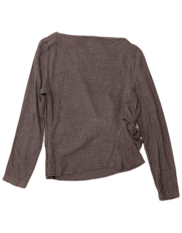 ZARA Womens Long Sleeve Blouse Top UK 12 Medium Grey Houndstooth Viscose