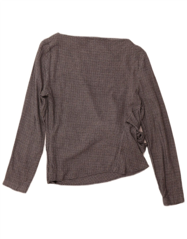 Bluză cu mânecă lungă pentru femei ZARA UK 12 Medium Gri Houndstooth Viscose