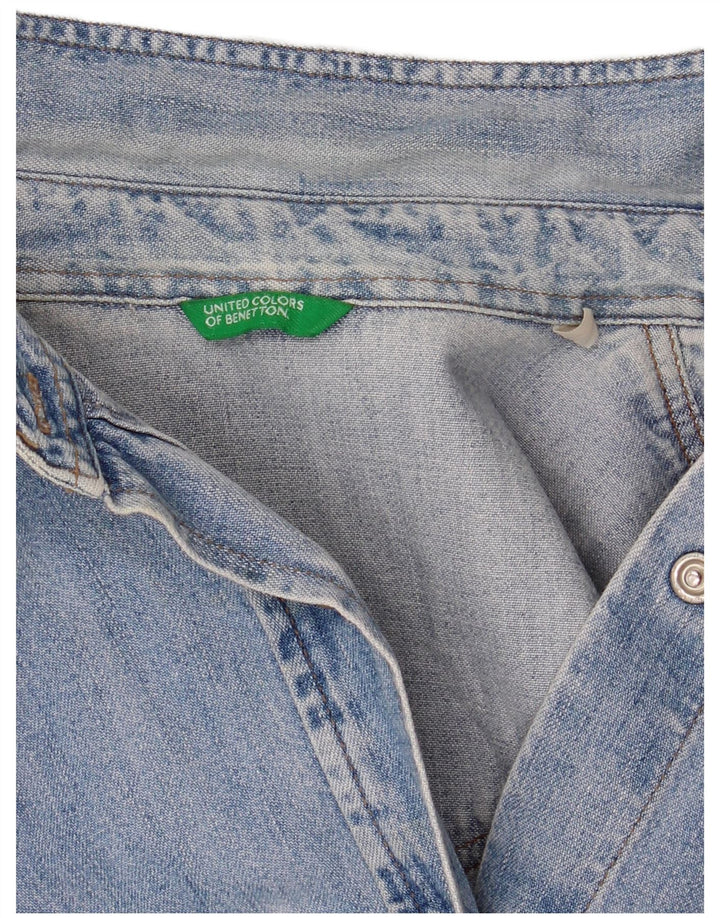 Cămașă de blugi pentru femei BENETTON UK 14, bumbac albastru mediu