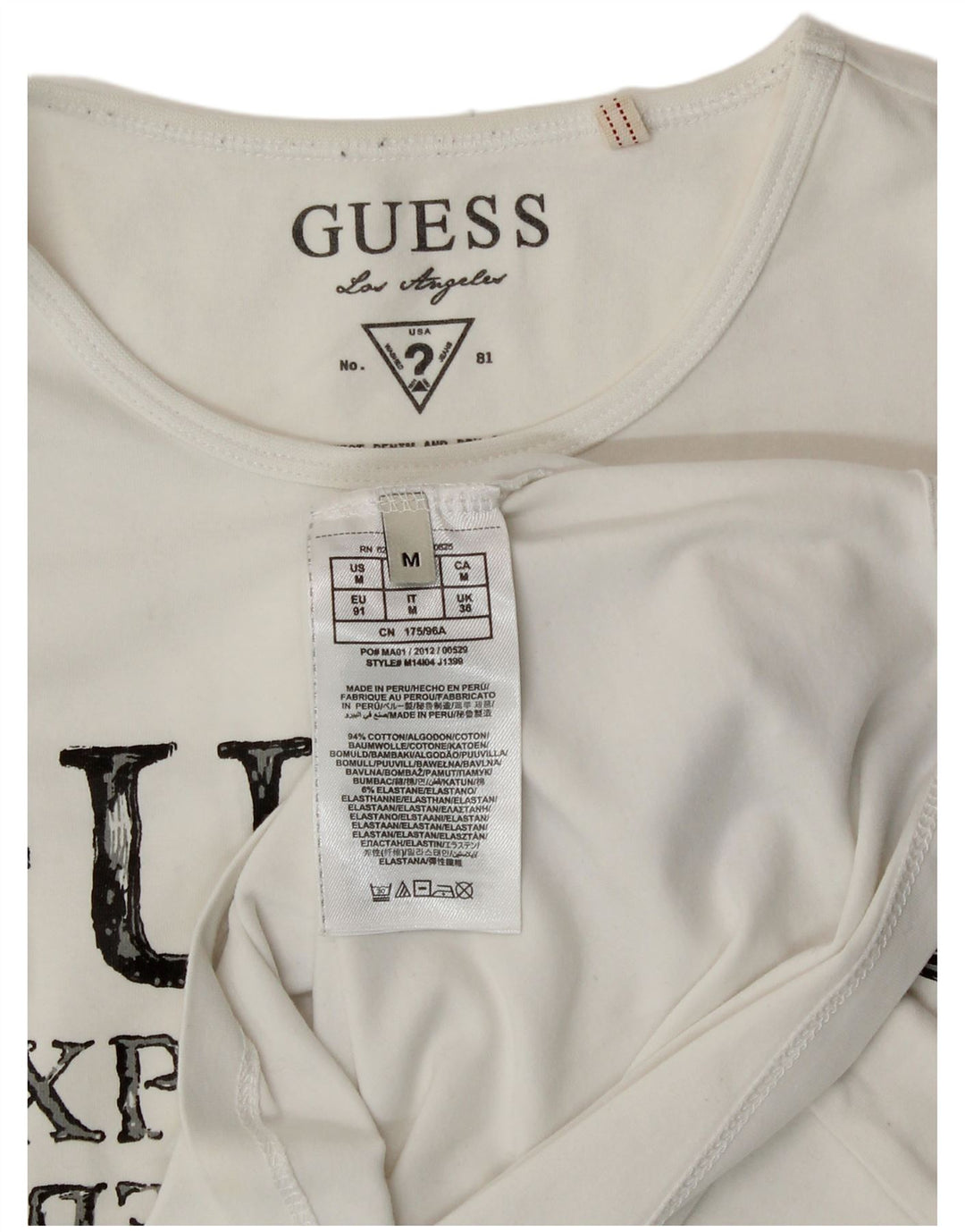 Tricou grafic Guess pentru femei Top EU 38 Medium White Bumbac Classic