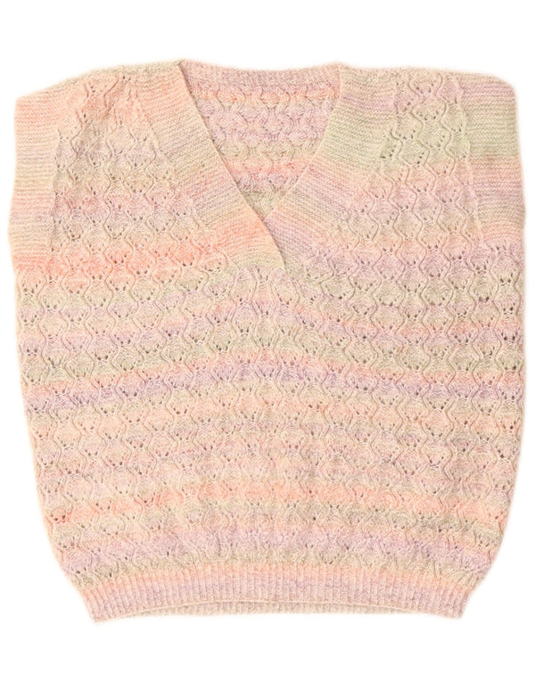 VINTAGE Femei Vest Tank Top UK 16 Large Pink Striped