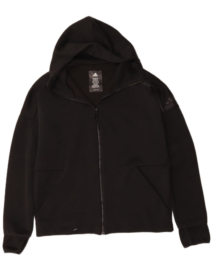 Pulover Adidas pentru bărbați, cu fermoar, poliester mare, negru