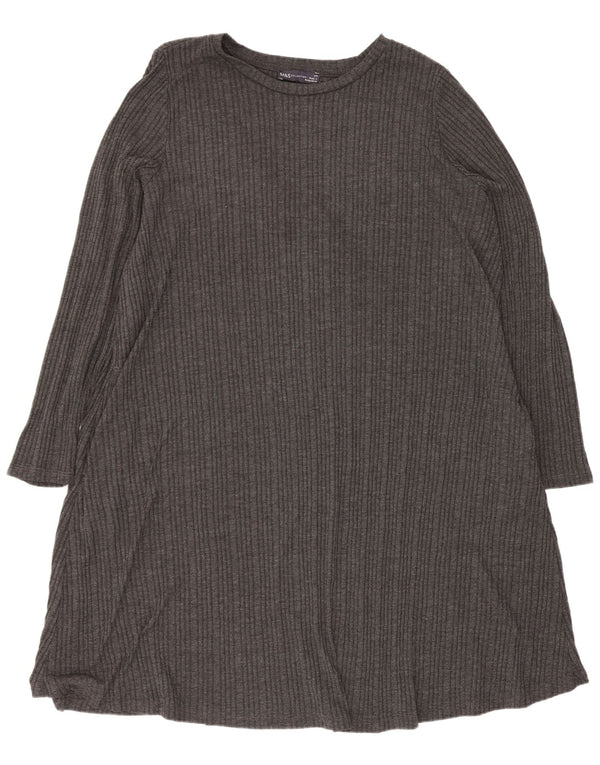 Rochie tricou cu mânecă lungă pentru femei Marks & Spencer UK 24 4XL Gri cu dungi