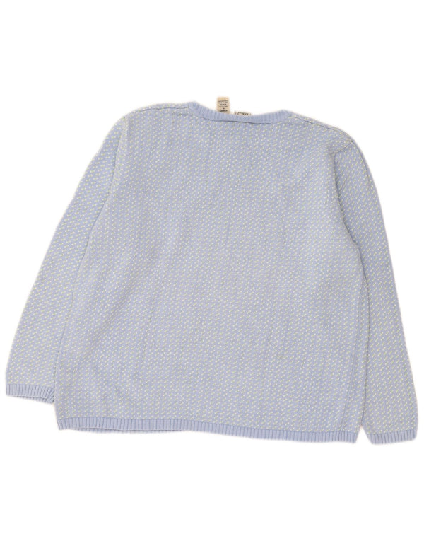 L.L.Bean Womens Boat Neck Jumper Sweater UK 18 XL Blue Flecked Cotton