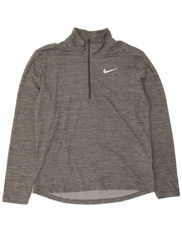 Top de trening pentru bărbați Dri Fit, cu fermoar și gât, pulover, mare, gri