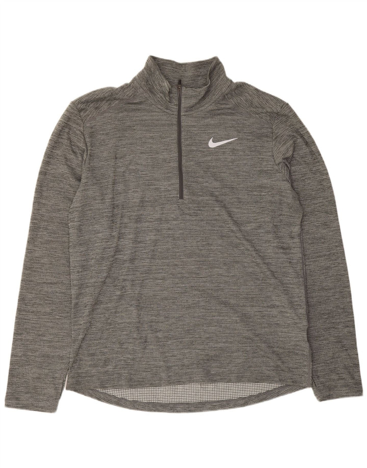 Top de trening pentru bărbați Dri Fit, cu fermoar și gât, pulover, mare, gri