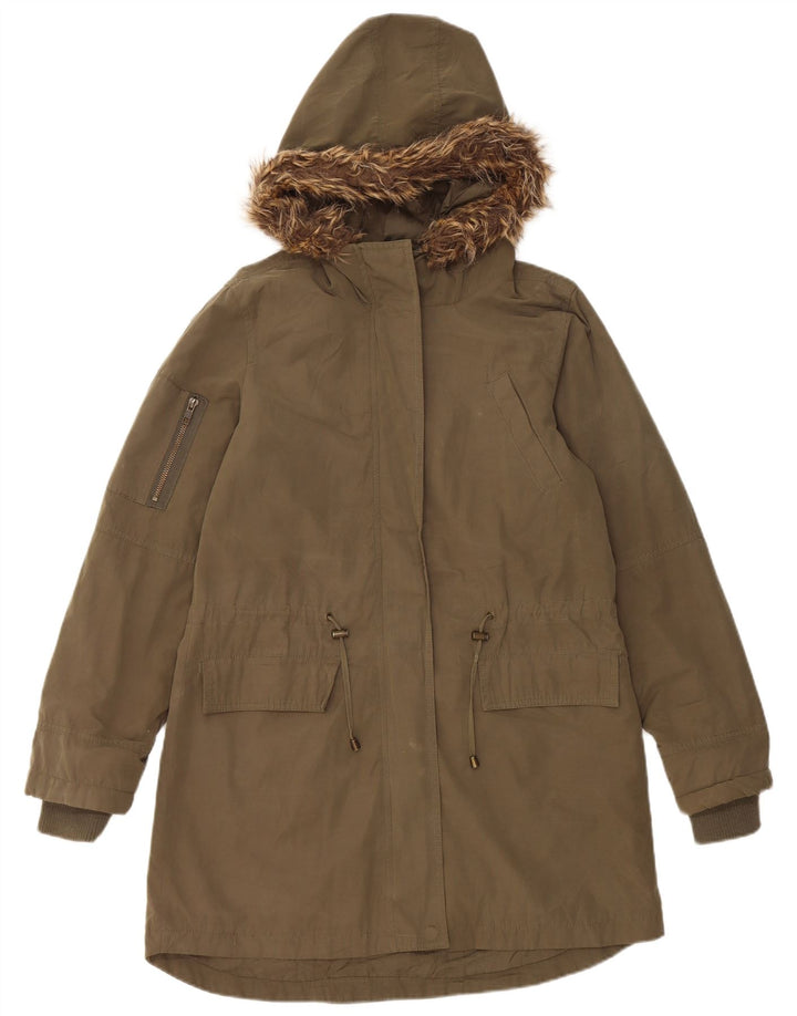 Jachetă parka cu glugă pentru femei Oasis UK 10 Poliester kaki mic