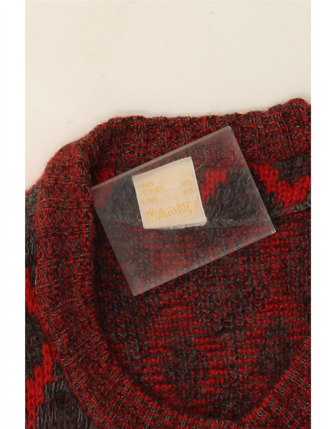 Pulover cardigan supradimensionat pentru femei VINTAGE UK 16 Lână geometrică roșie mare
