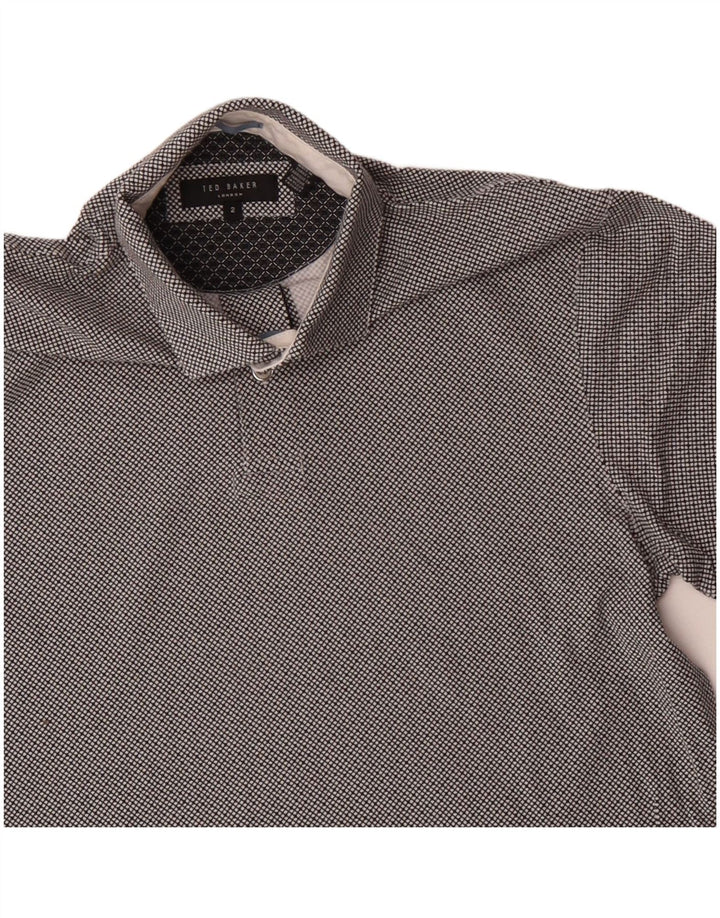 Tricou polo pentru bărbați Ted Baker, mărimea 2, bumbac cu carouri gri mic
