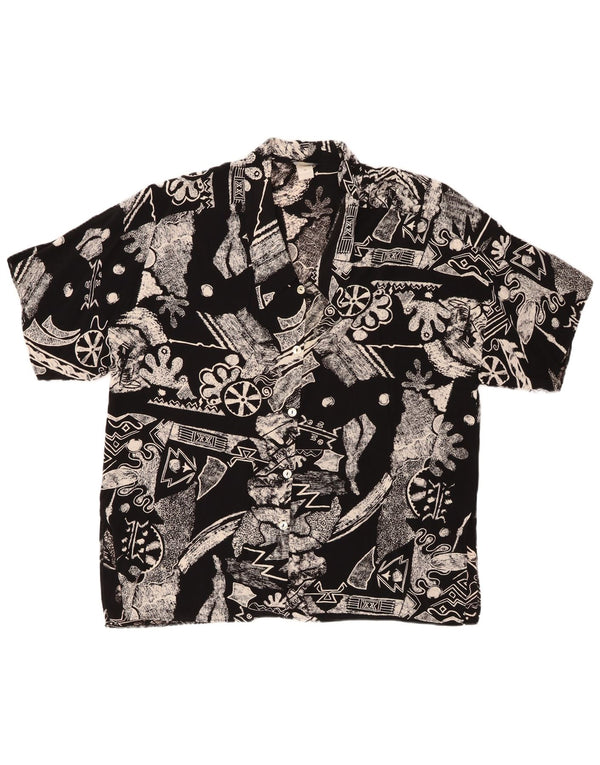 Cămașă cu mânecă scurtă supradimensionată pentru femei VINTAGE IT 46 Large Negru Geometric