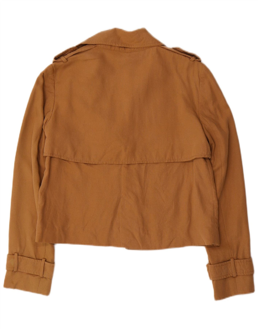 Jachetă Blazer Oversized Crop Open pentru femei Zara UK 6 XS Maro Lyocell