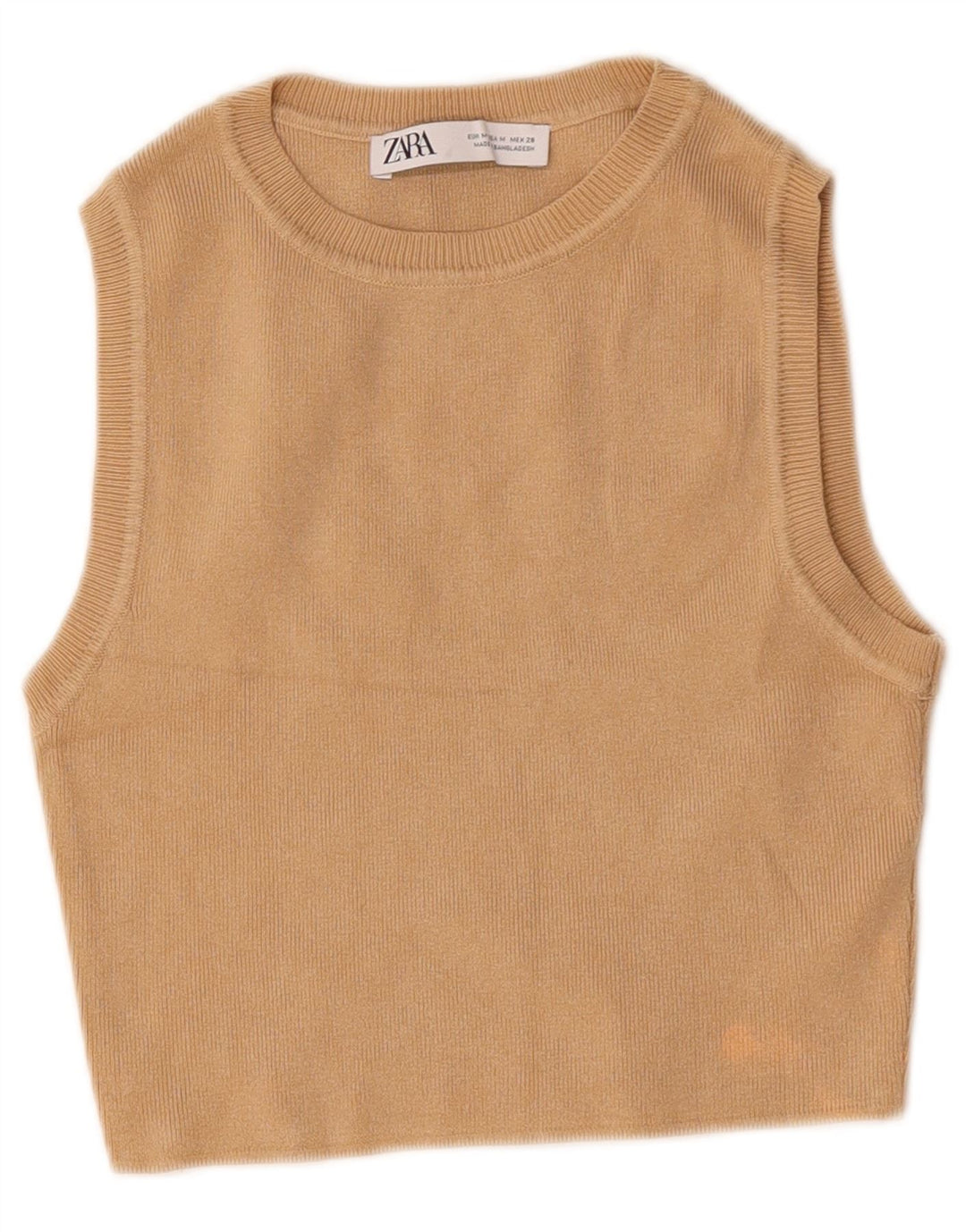 Vestă Crop Top Femei Zara UK 12 Medium Bej Viscoză