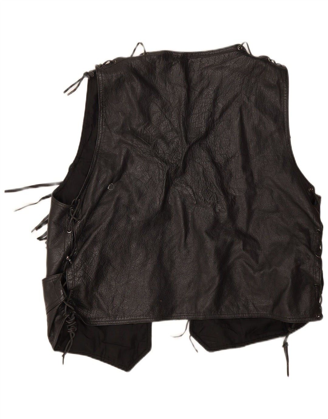 Vestă din piele vintage pentru femei UK 20 2XL Piele neagră