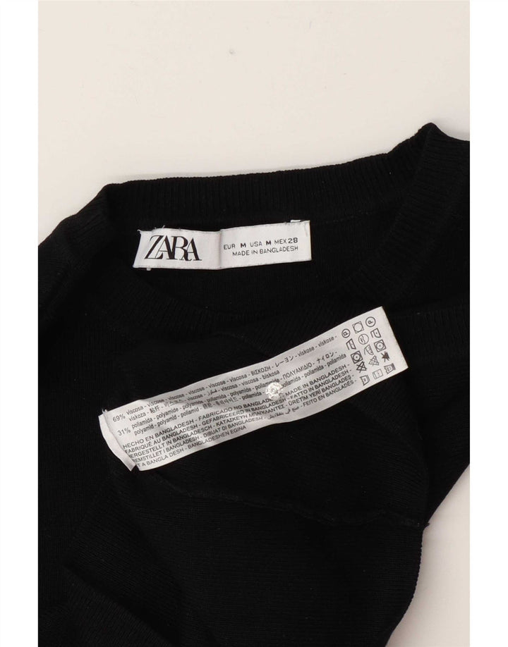 Vesta Crop Top pentru femei Zara UK 12 Medium Black Viscose