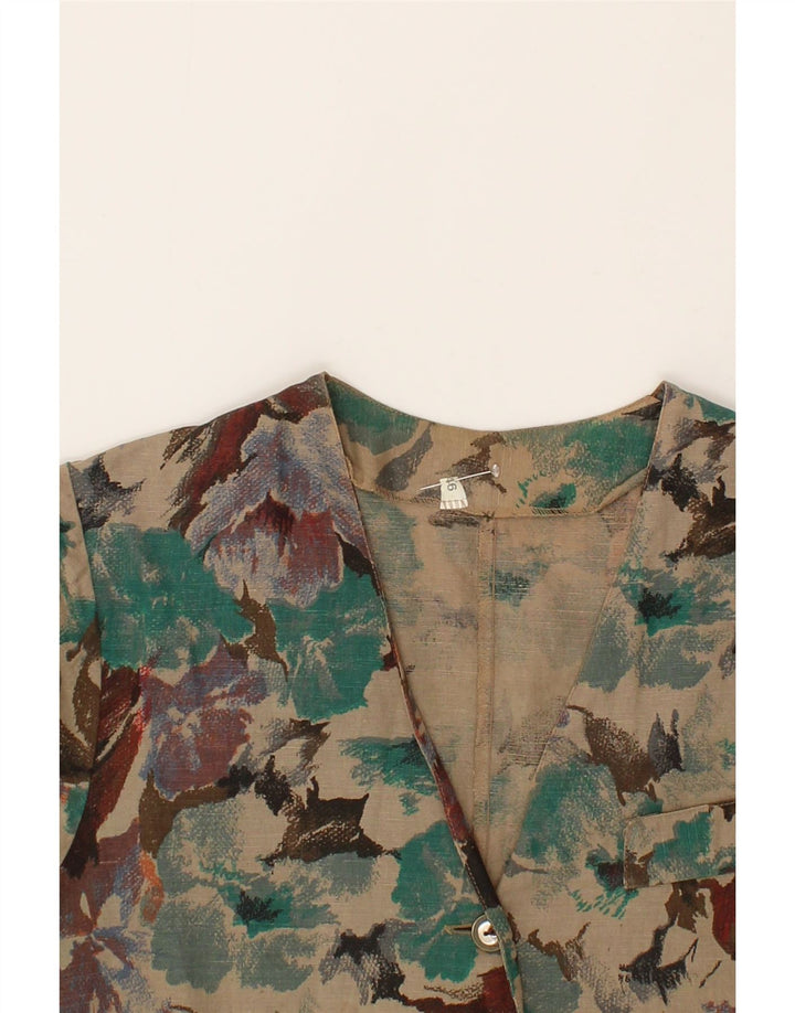 VINTAGE Womens 3 Button Blazer Jacket IT 46 Large Green Floral Vintage Vintage and Second-Hand Vintage from Messina Hembry 