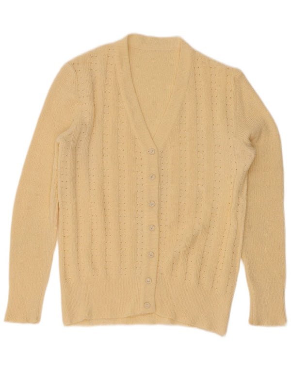 Pulover Cardigan Vintage pentru femei UK 12 Galben mediu