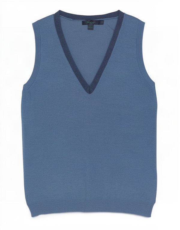 Boden Womens Vest Tank Top UK 10 Small Blue Bumbac