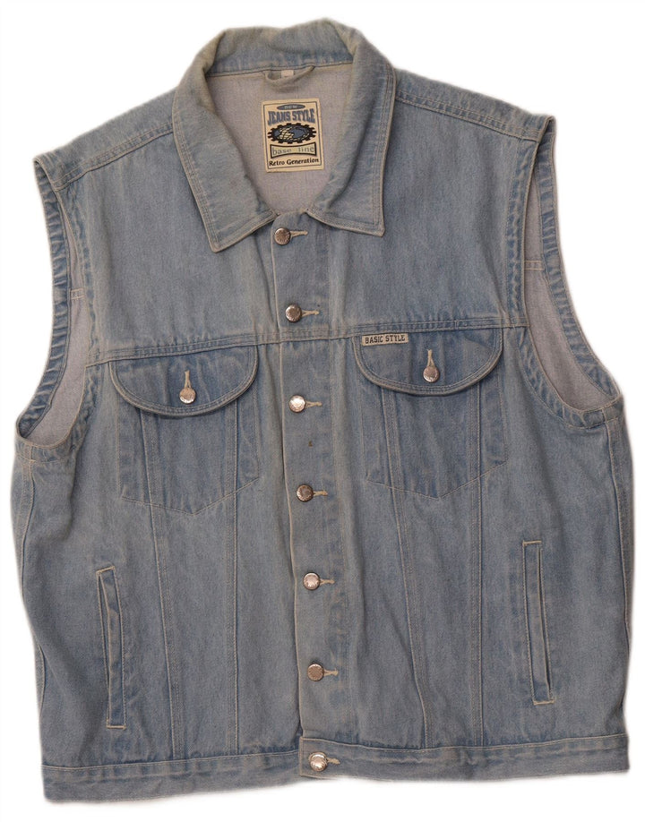 MARCEL CLAIR Gilet de denim pentru bărbați UK 42 XL Bumbac albastru
