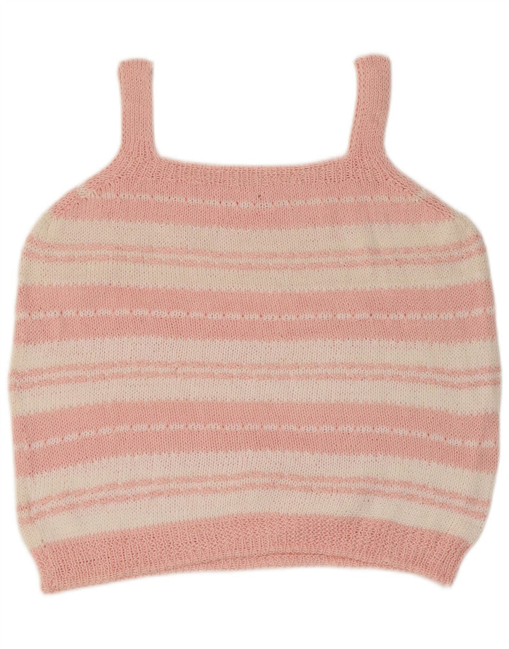 VINTAGE Top tricot pentru femei UK 14, mare, roz cu dungi
