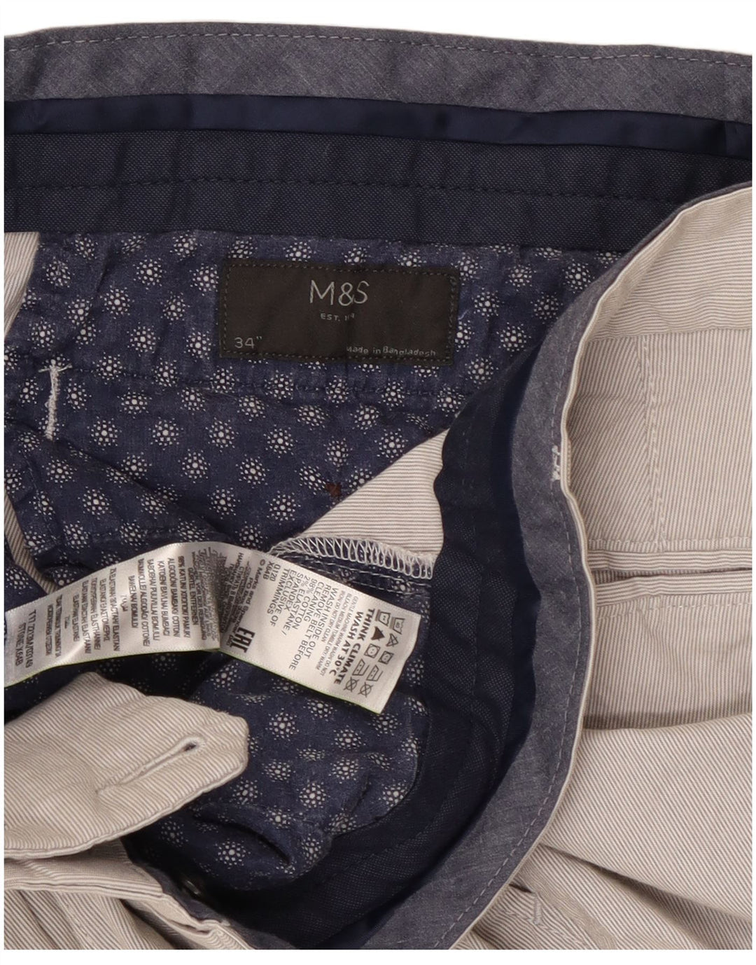 Pantaloni scurți chino pentru bărbați Marks & Spencer W34, bumbac gri mare