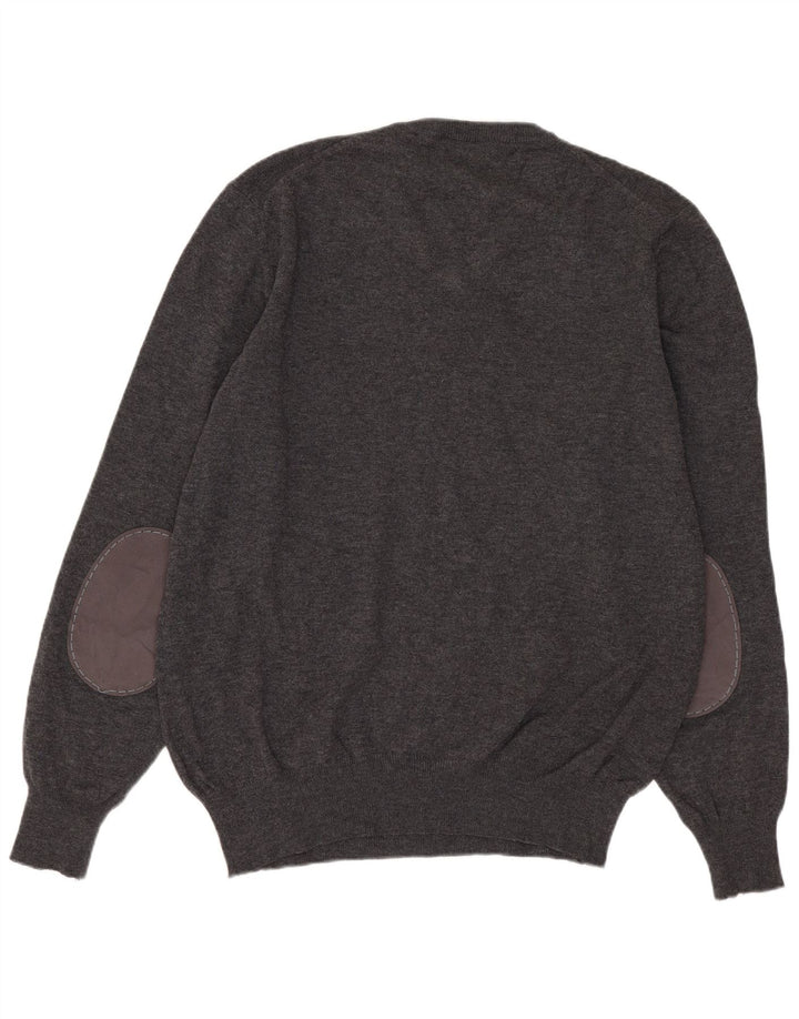 Pulover pentru bărbați Fred Perry cu decolteu în V, lână, gri mediu