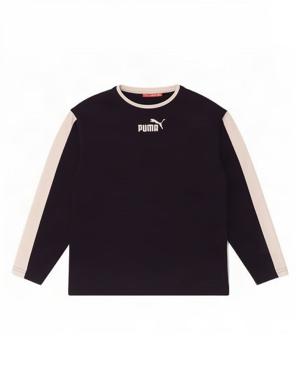 Top cu mânecă lungă Puma pentru băieți 11-12 ani, albastru bleumarin, color block