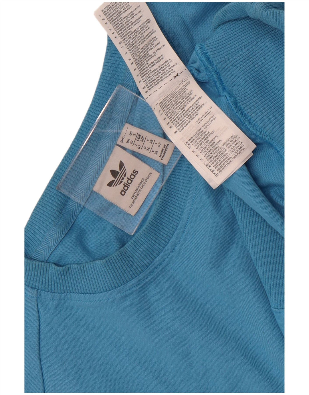 Pulover supradimensionat Adidas cu mânecă scurtă pentru femei UK 10 Small Blue