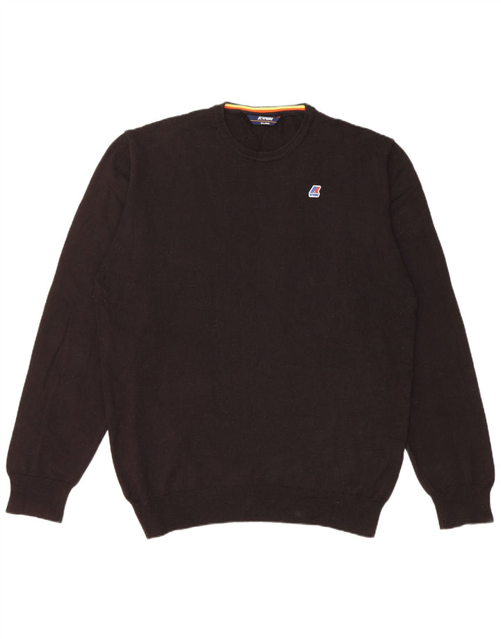 Pulover K-Way pentru bărbați, cu gât crew, 2XL, acrilic negru