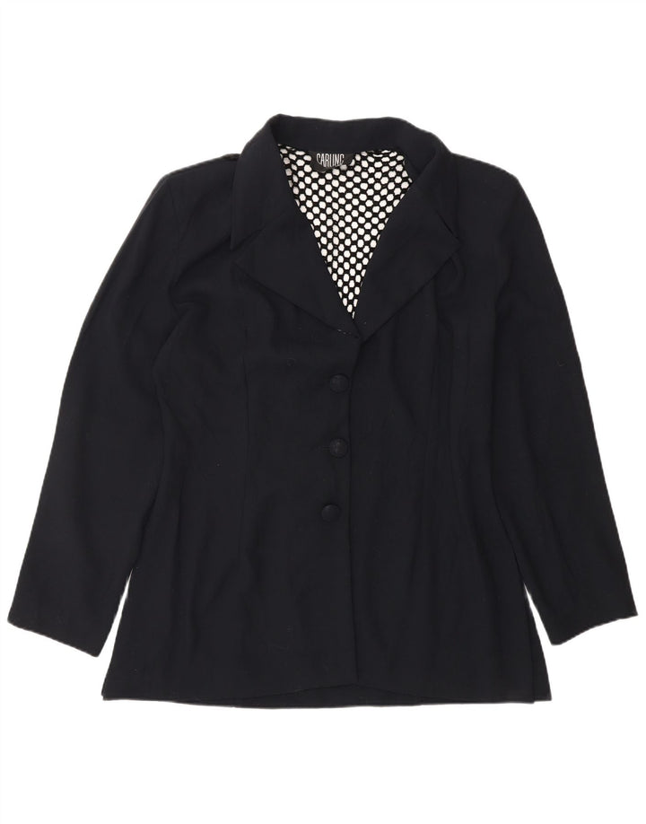 Jachetă Blazer pentru femei VINTAGE cu 3 nasturi UK 14 Medium Bleumarin