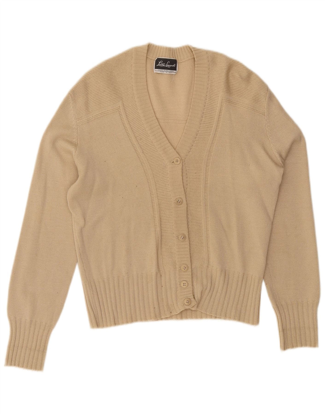 Luisa Spagnoli Pulover Cardigan Femei UK 12 Medium Bej Lână