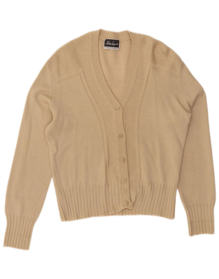 Luisa Spagnoli Pulover Cardigan Femei UK 12 Medium Bej Lână