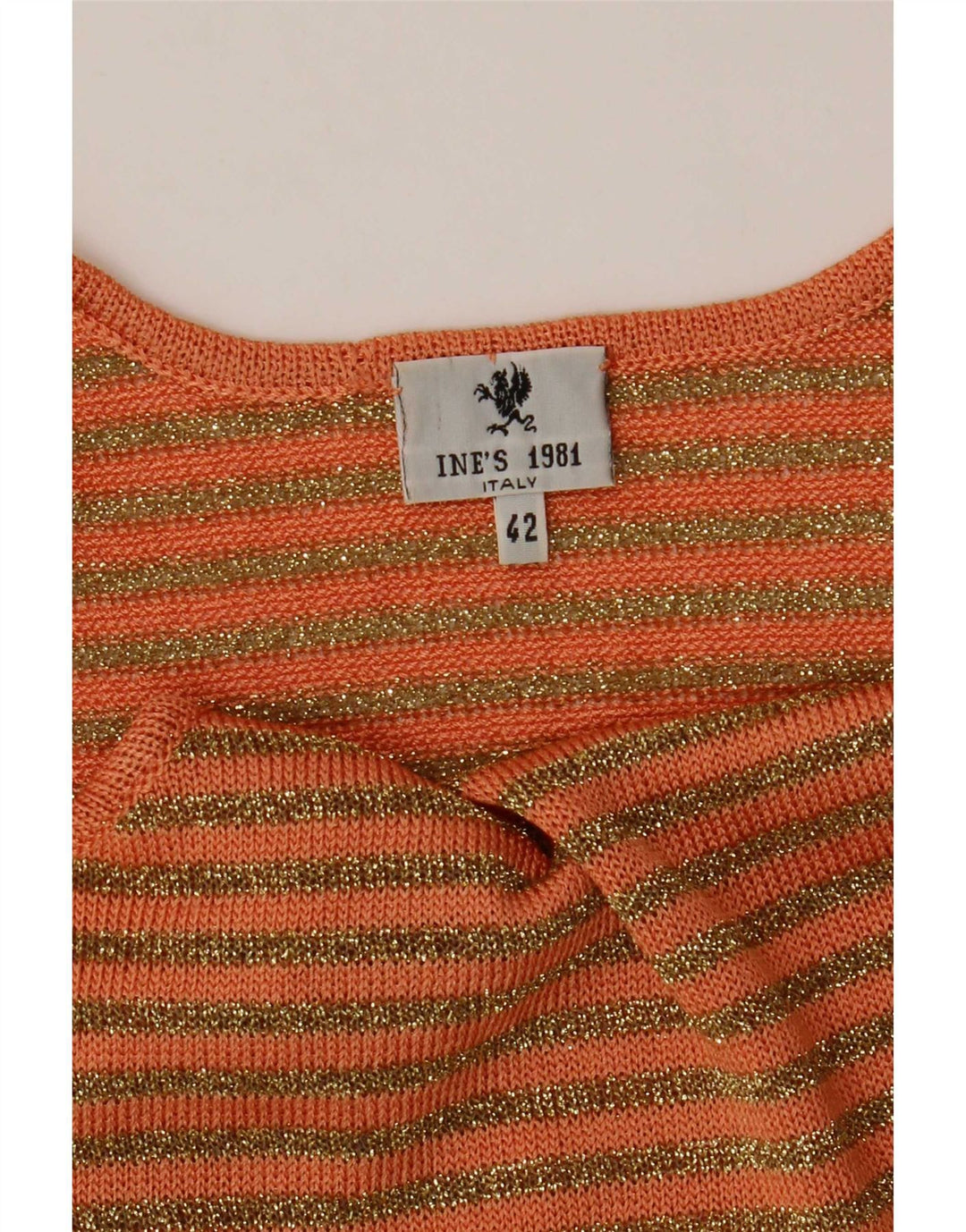 Top tricot vintage pentru femei IT 42 portocaliu mediu cu dungi
