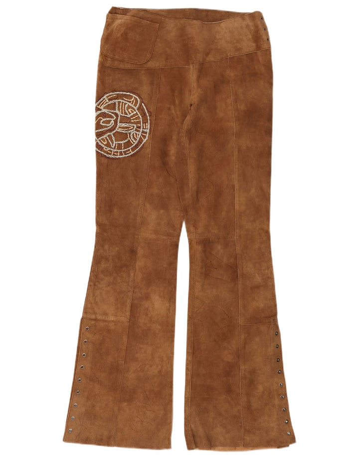 Pantaloni vintage de damă Bootcut din piele intoarsa Mediu L30 L33 piele maro