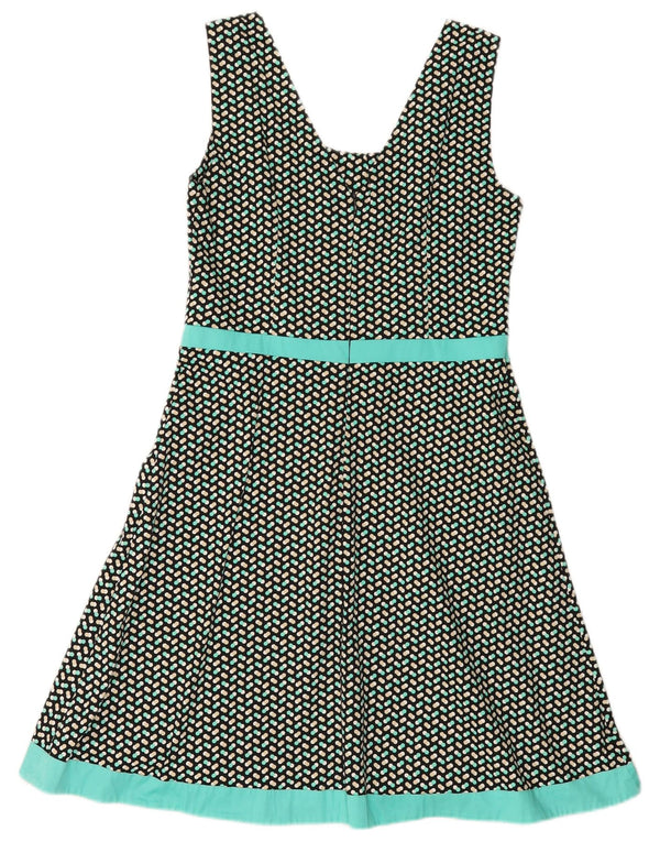 Rochie A-Line fără mâneci vintage pentru femei UK 12 Medium Green Spotted