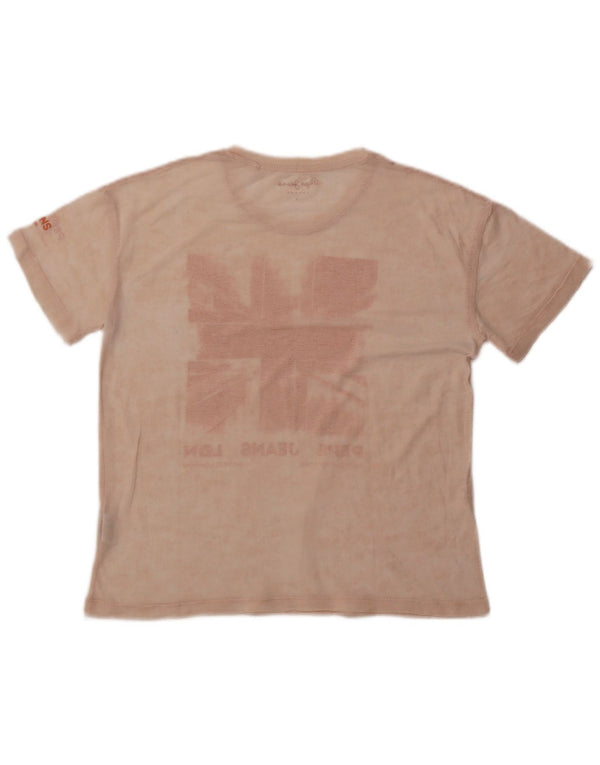 Tricou grafic supradimensionat pentru femei PEPE Jeans Top UK 10 Small Beige Bumbac