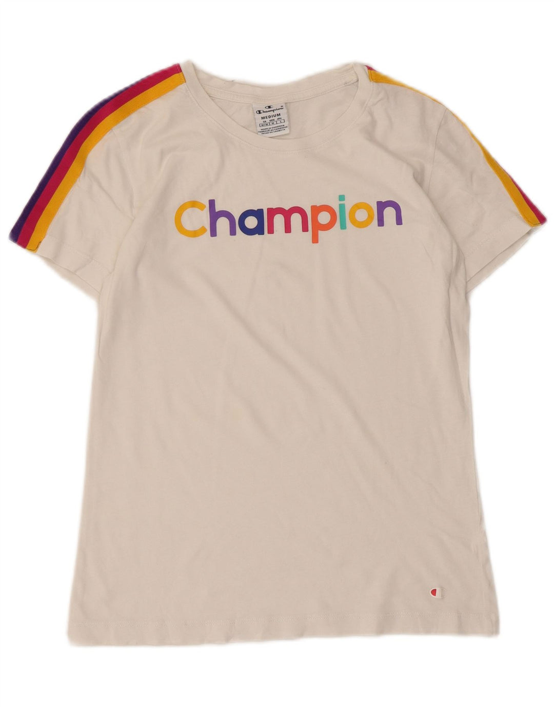Tricou grafic Champion pentru femei Top UK 12 Medium White Striped