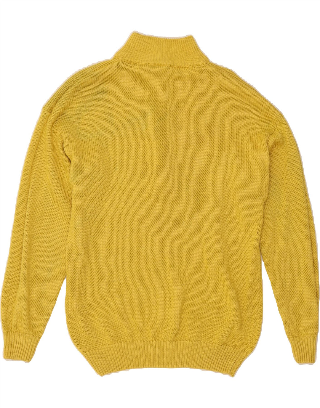 VINTAGE Womens Button Neck Jumper Sweater EU 40 Medium Yellow Ramie Vintage Vintage and Second-Hand Vintage from Messina Hembry 