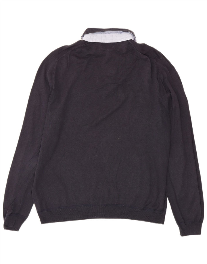 Massimo Dutti Pulover cu gât polo pentru bărbați, mare, in bleumarin