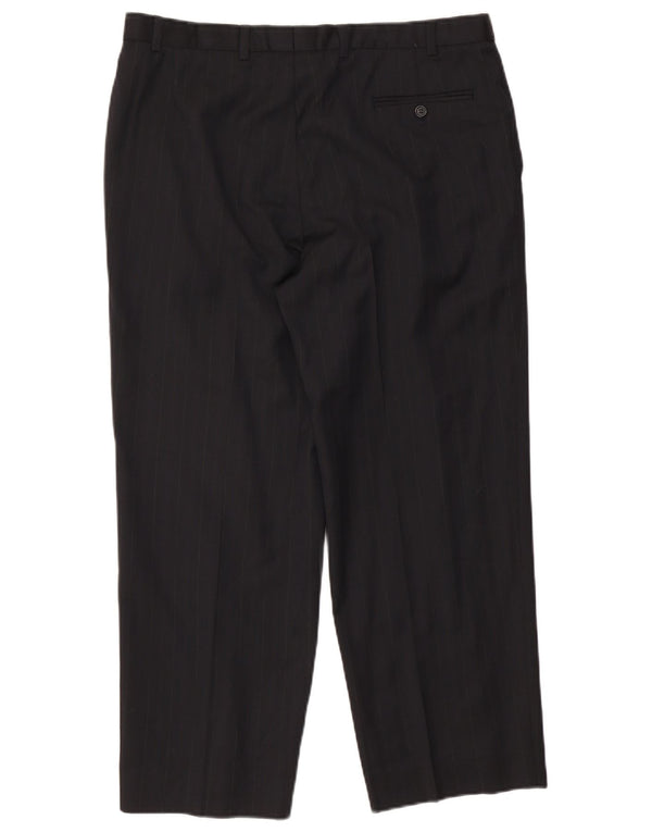 Pantaloni de costum drepți pentru bărbați Marks & Spencer L38 L29 bleumarin cu dungi