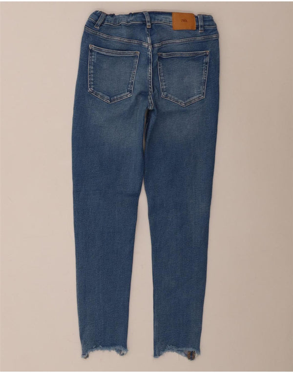 Zara fete blugi skinny distressed 13-14 ani W28 L26 albastru bumbac