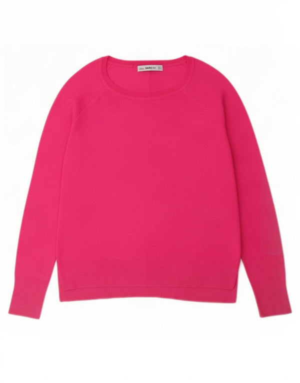 Zara Womens Boat Neck Jumper Sweater UK 14 Medium Pink Viscose