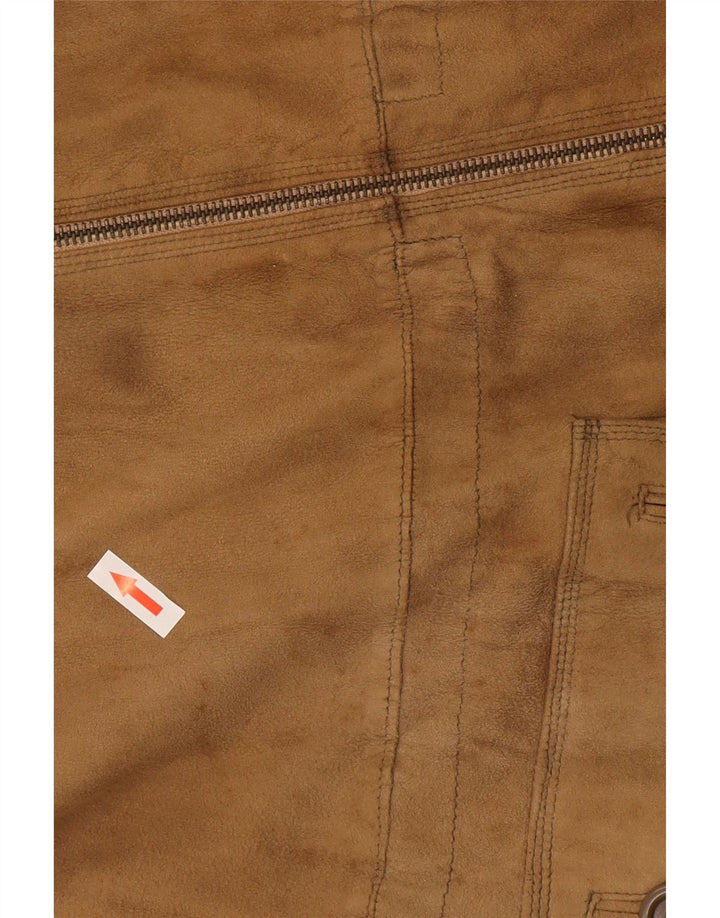 Pardesiu vintage pentru femei de piele intoarsa UK 8 Small Bej