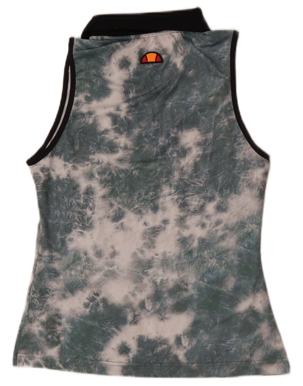 Tricou polo fără mâneci pentru femei Ellesse, cu fermoar, UK 8, verde Tie Dye