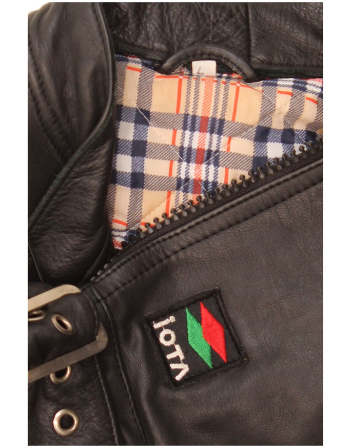 Jachetă motociclist din piele pentru bărbați vintage UK 40 mare neagră