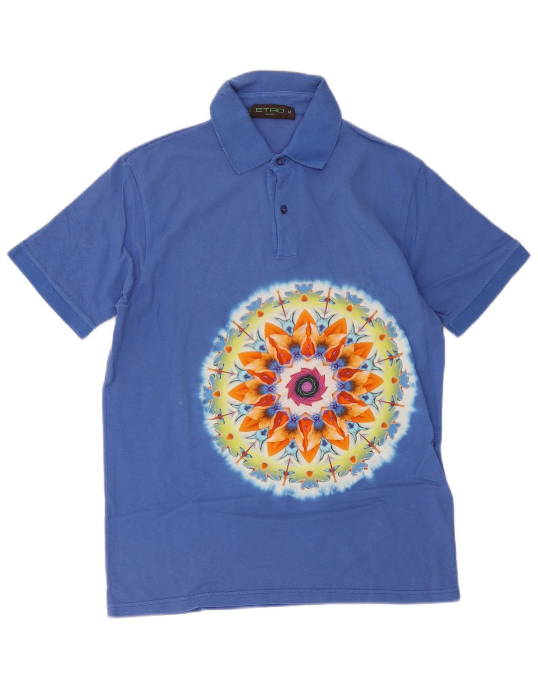 Cămașă polo Etro pentru bărbați, bumbac floral, albastru mediu